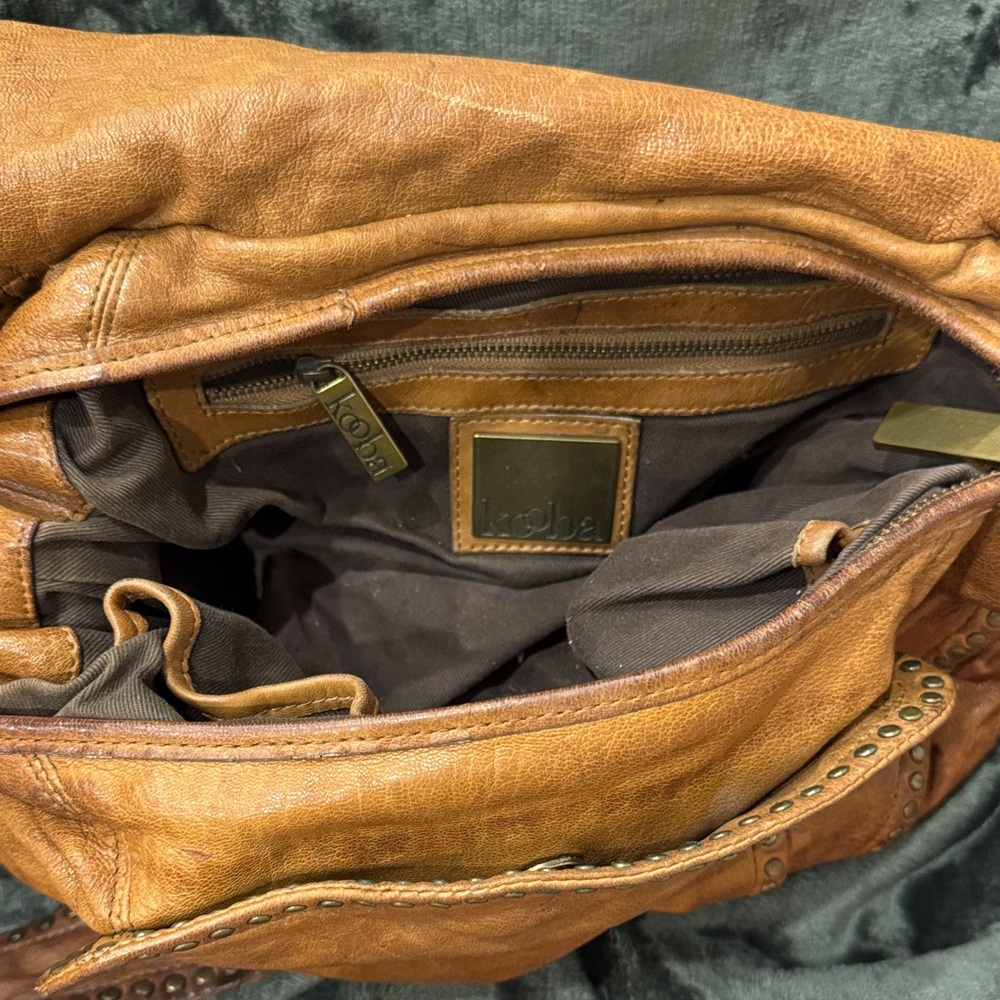 Kooba Brown Leather Studded Bag - Picture 3 of 3